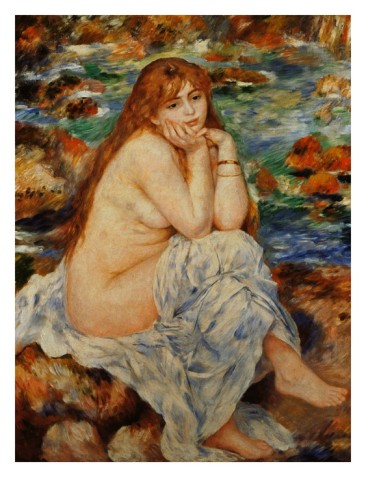 Bather Seated on a Sand Bank - Pierre Auguste Renoir Painting